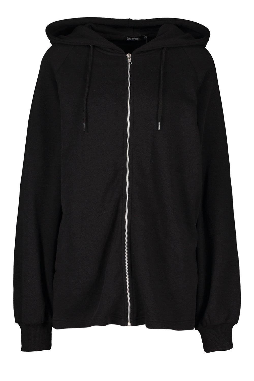 Mix Match Oversized Longline Zip Hoodie
