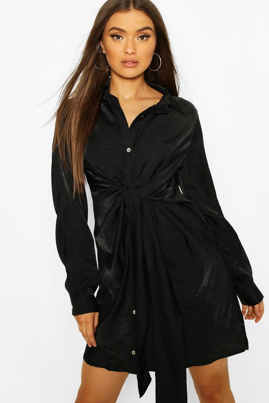 Black Skjortklänning med knytdetalj image number 1
