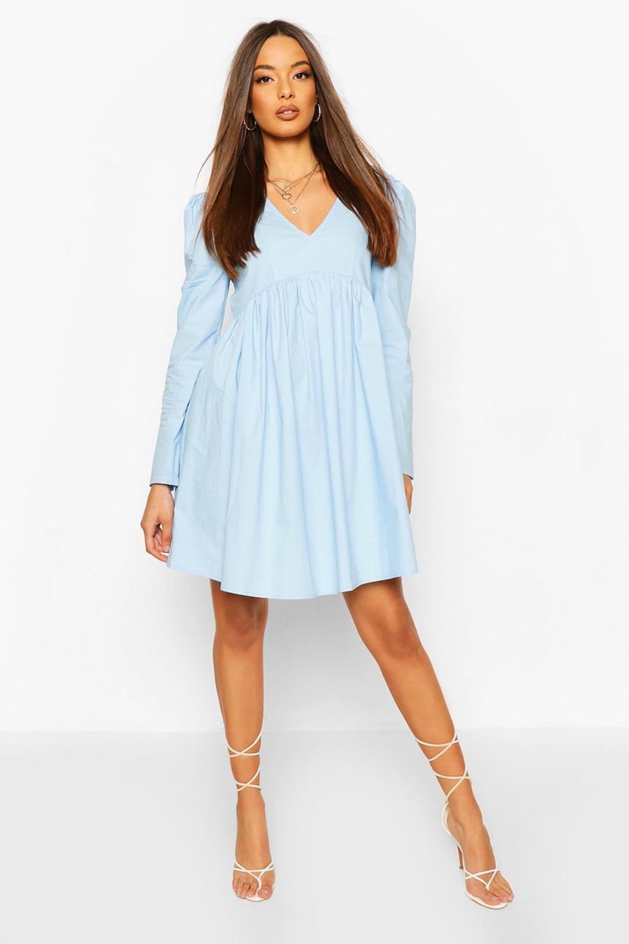 Cotton Puff Sleeve Smock Dress image number 1