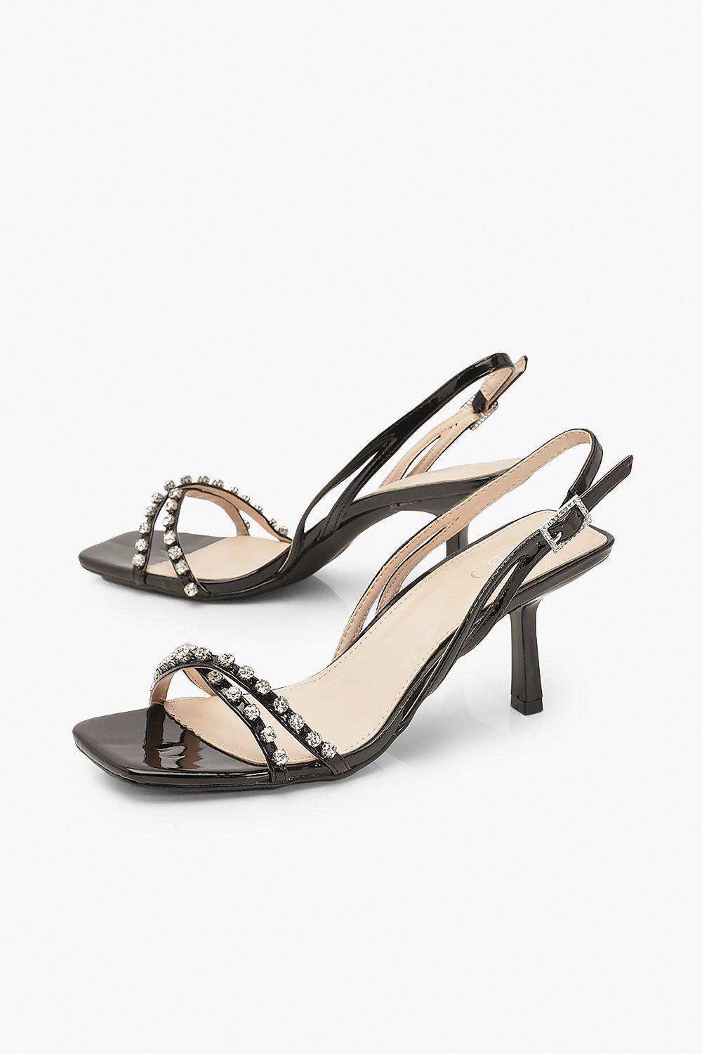 Diamante sandals 2025 low heel