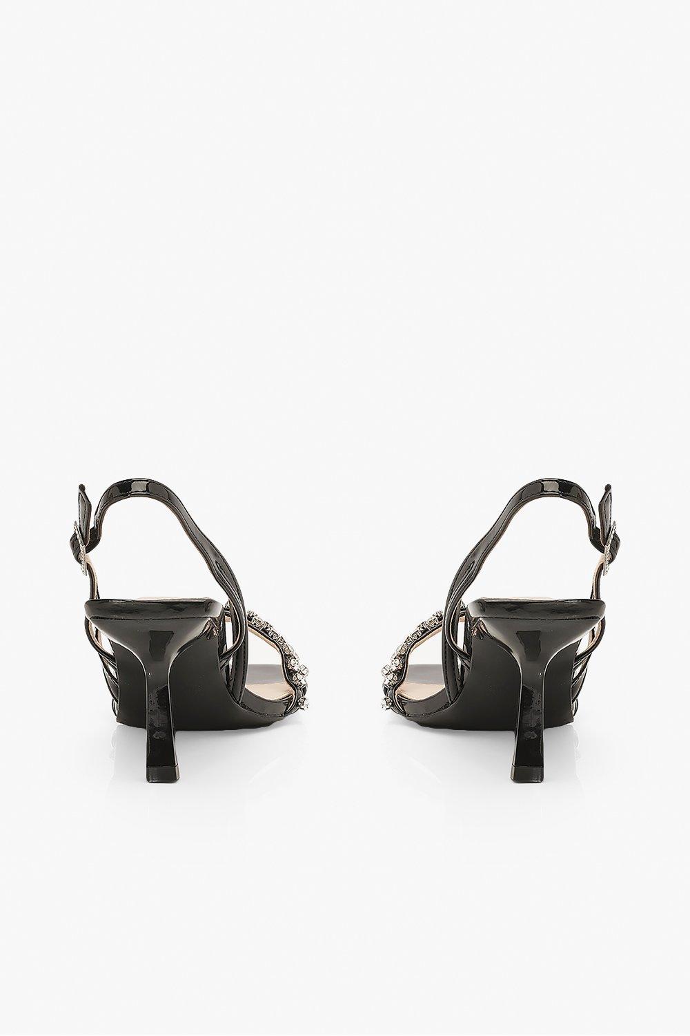 Diamante sandals shop low heel