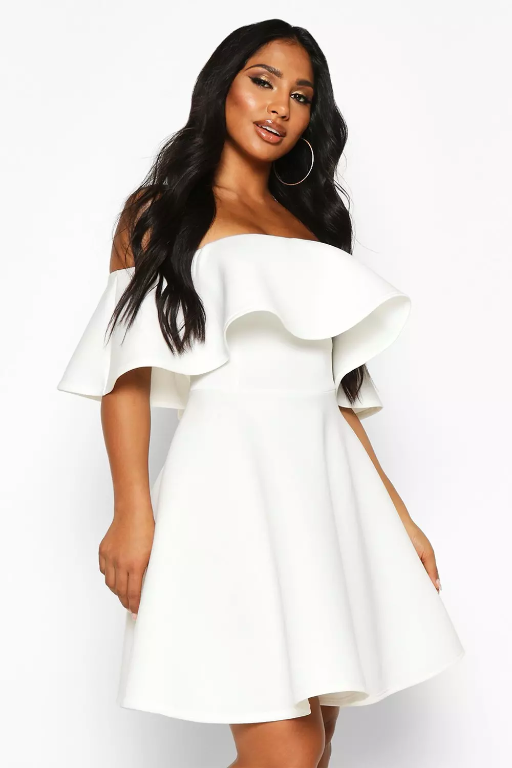 Frill off shop the shoulder dress