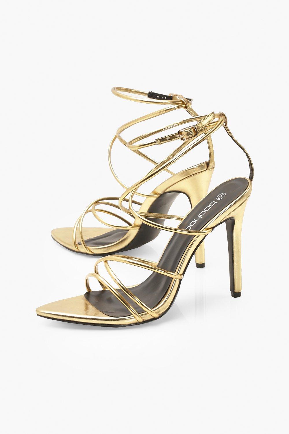 Gold pointed shop strappy heels