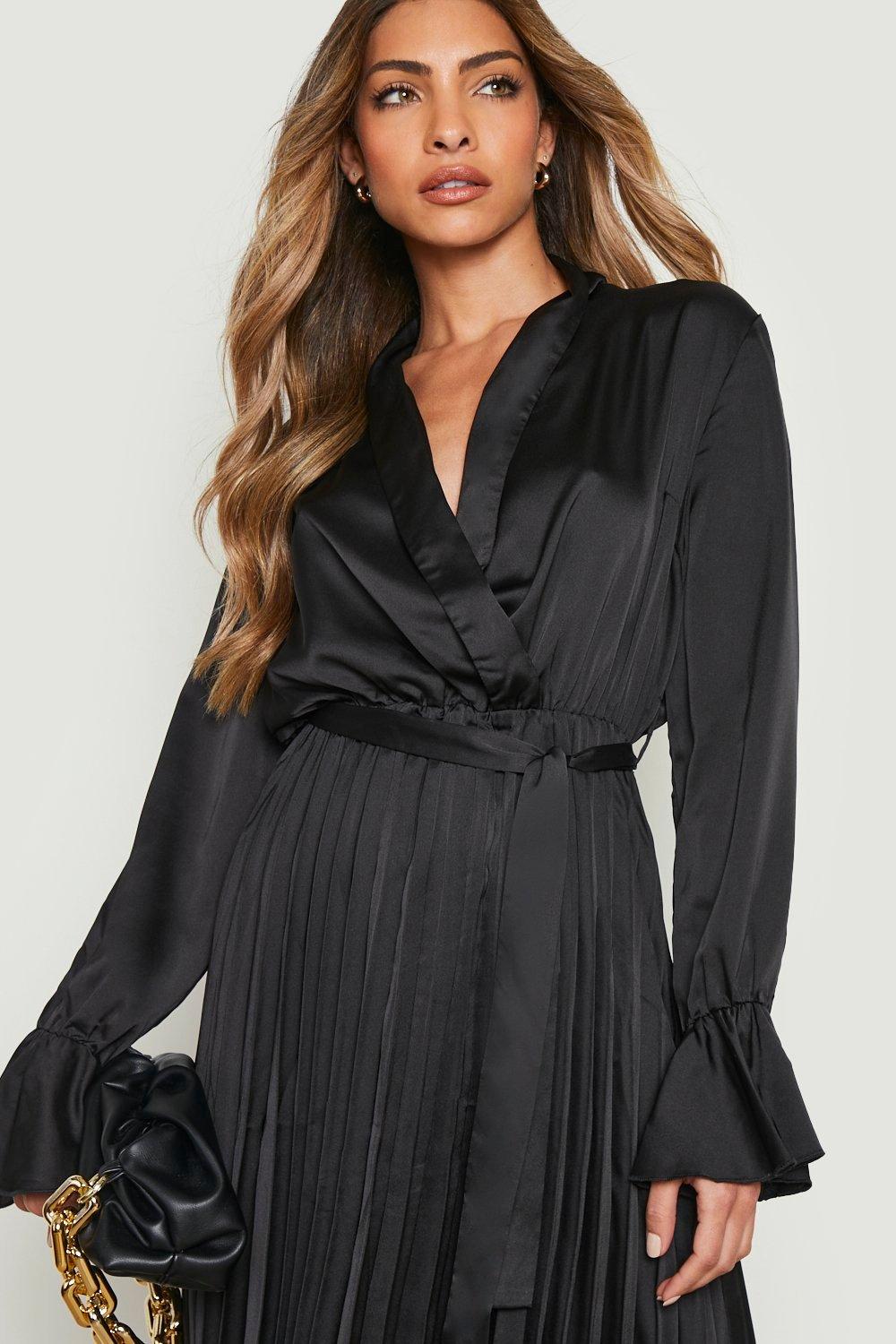 pleated dress boohoo