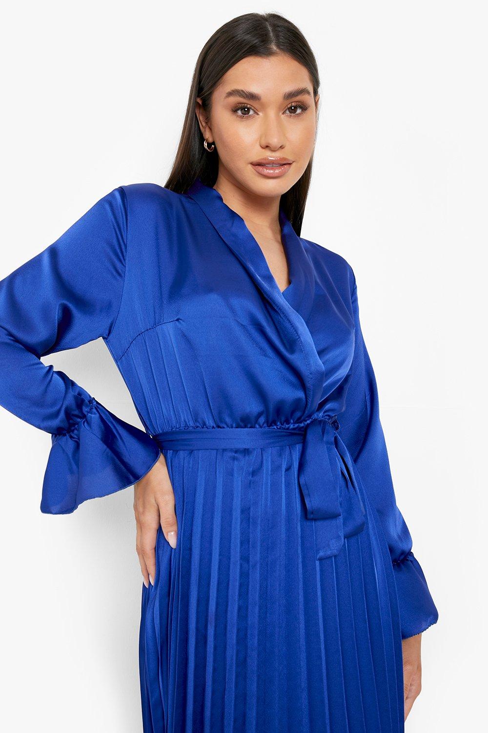 Boohoo blue 2024 satin dress