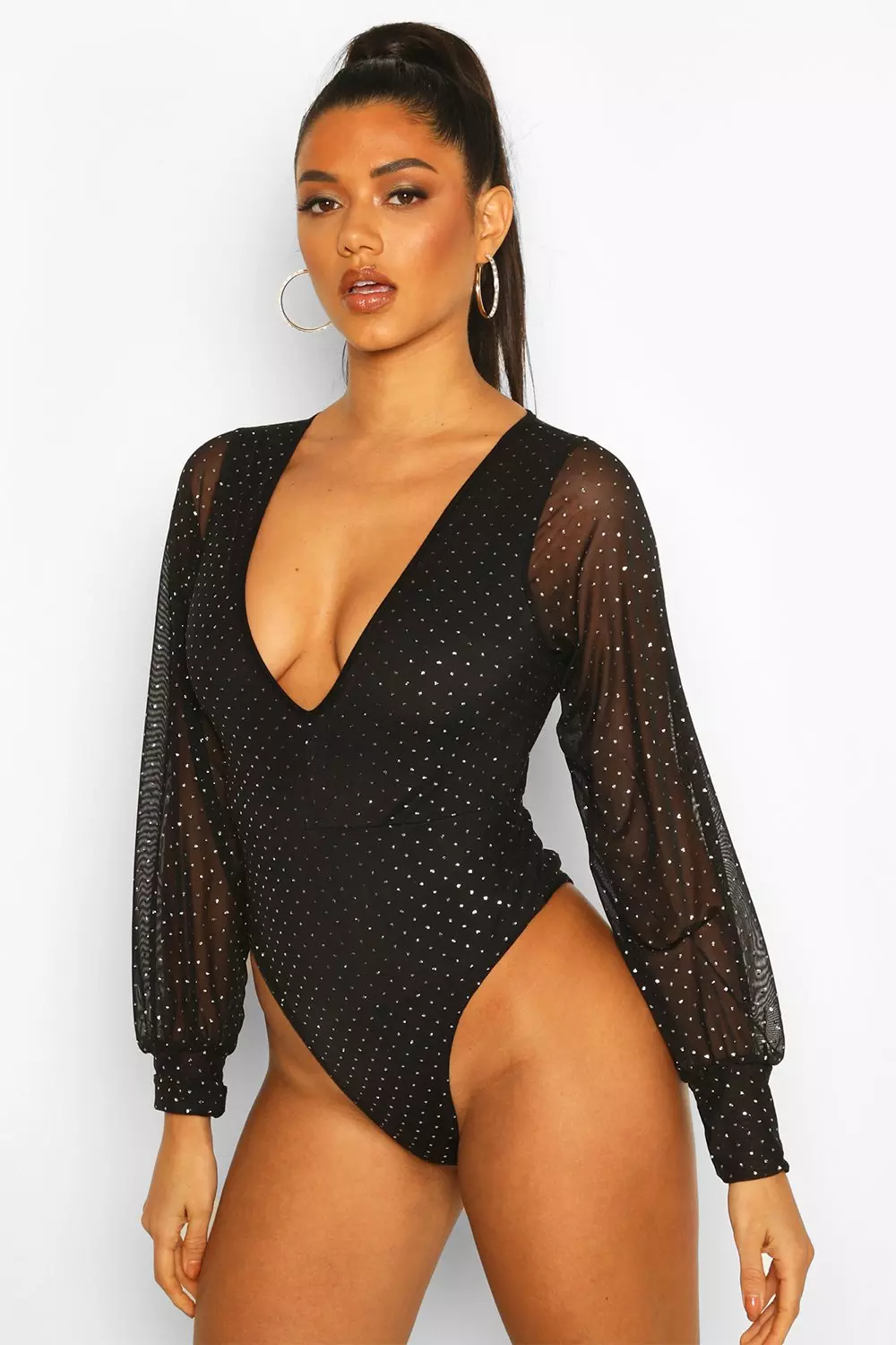 Mesh plunge sales bodysuit