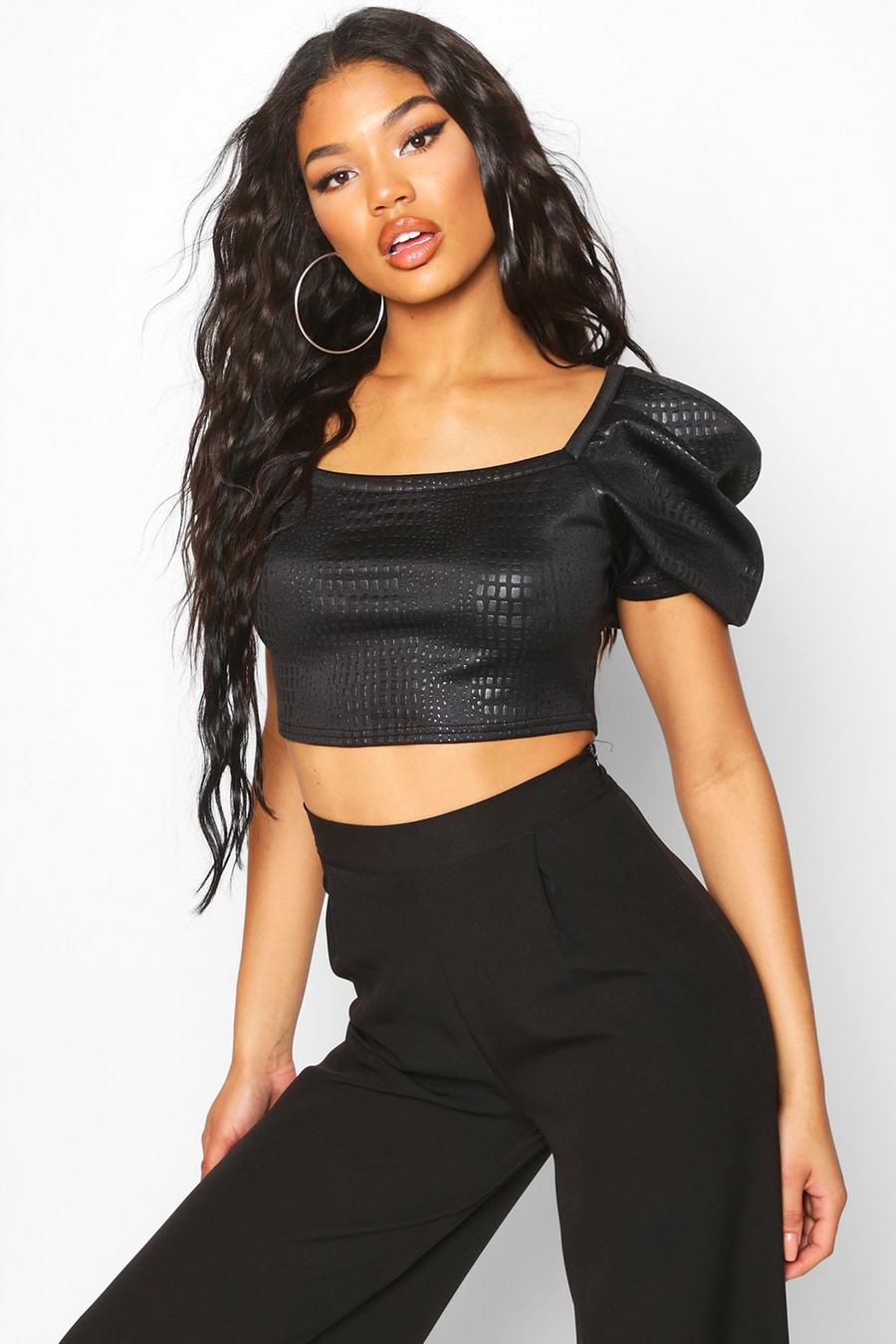 Extreme Puff Sleeve Crop Top image number 1