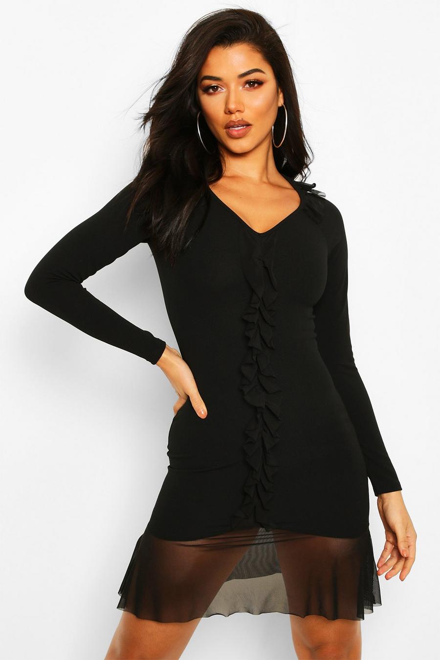 Ruffle Bodycon Mini Dress With Sweetheart Neck image number 1