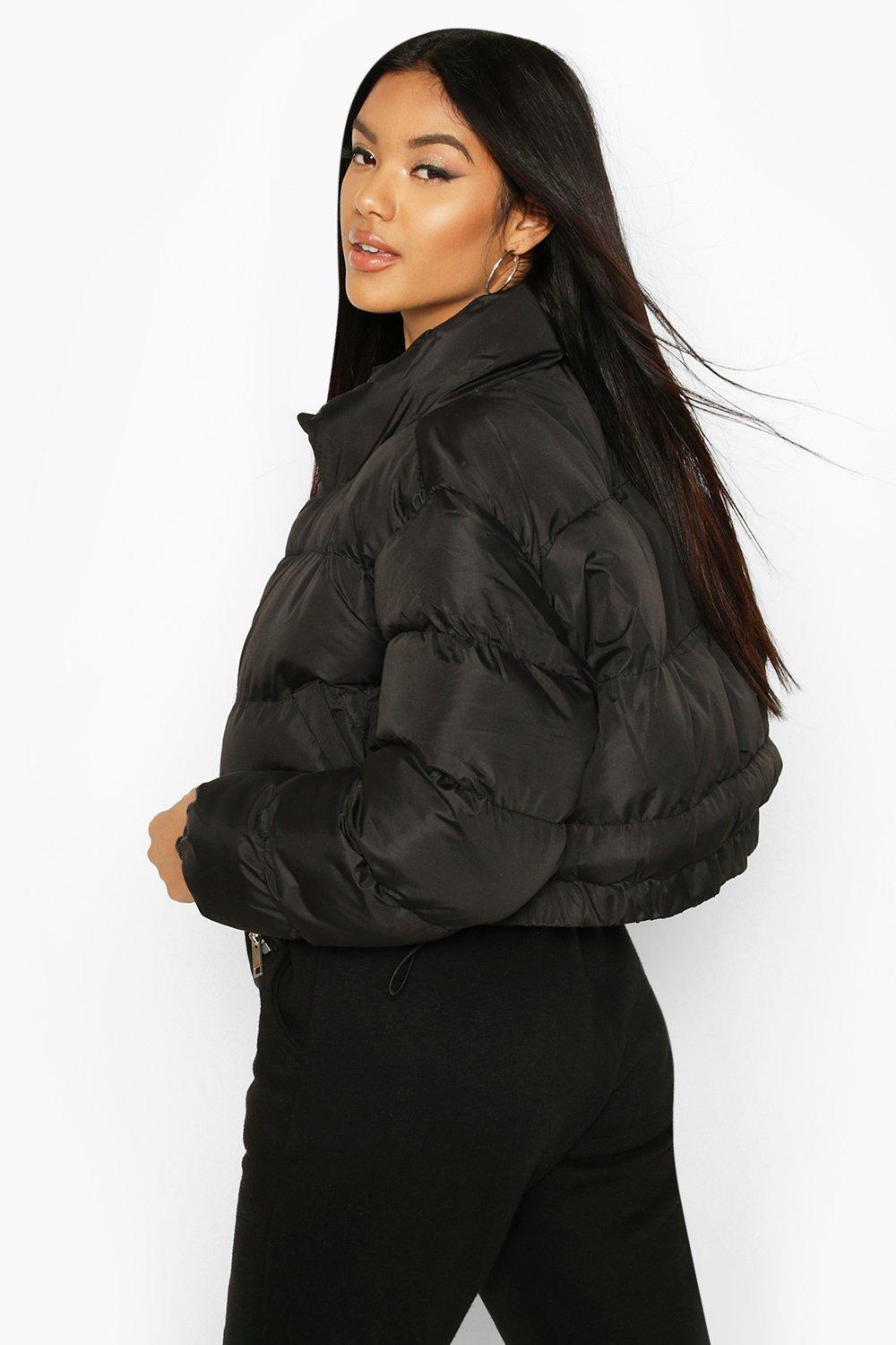 cropped black puffer jacket