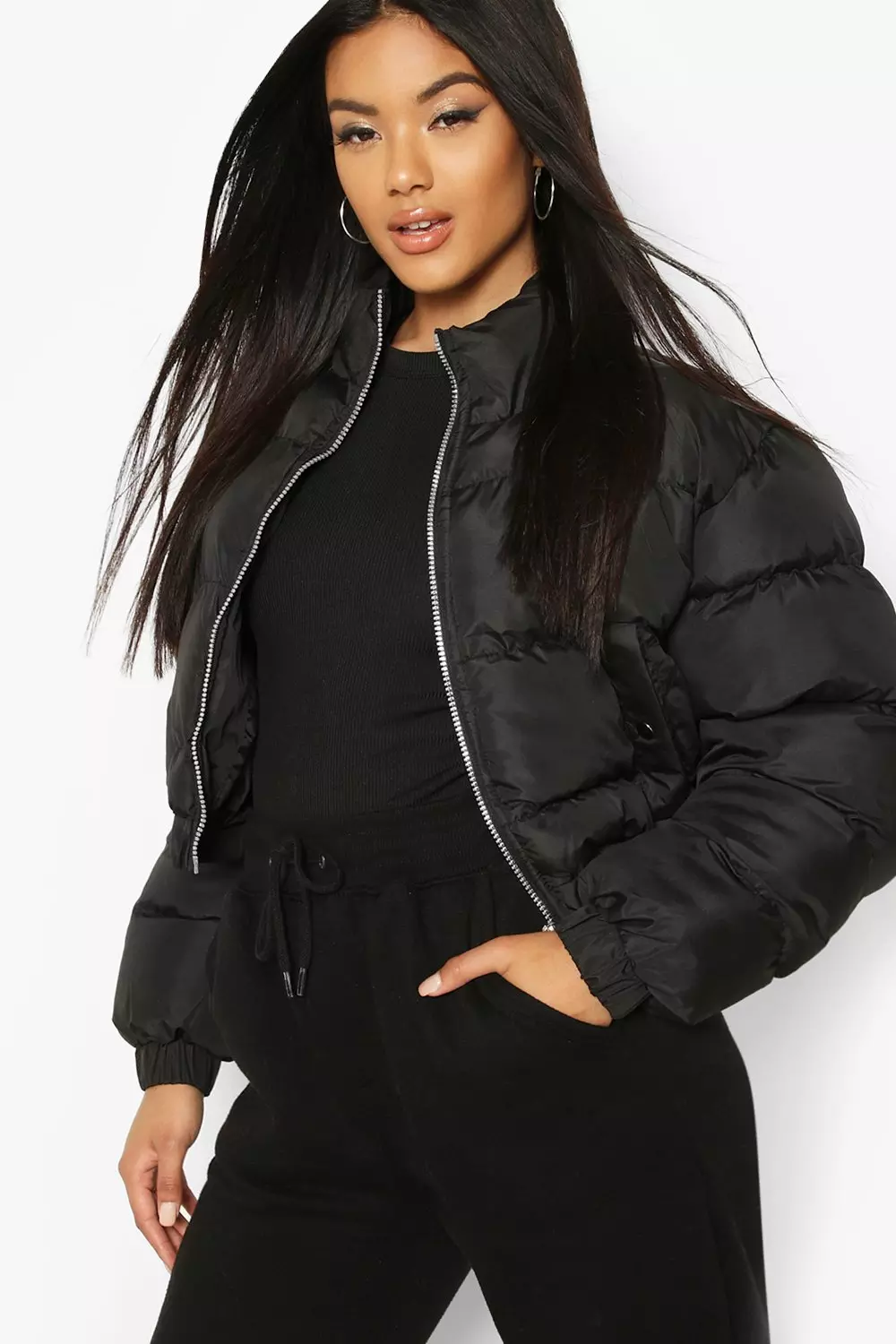 Boohoo cropped puffer outlet jacket