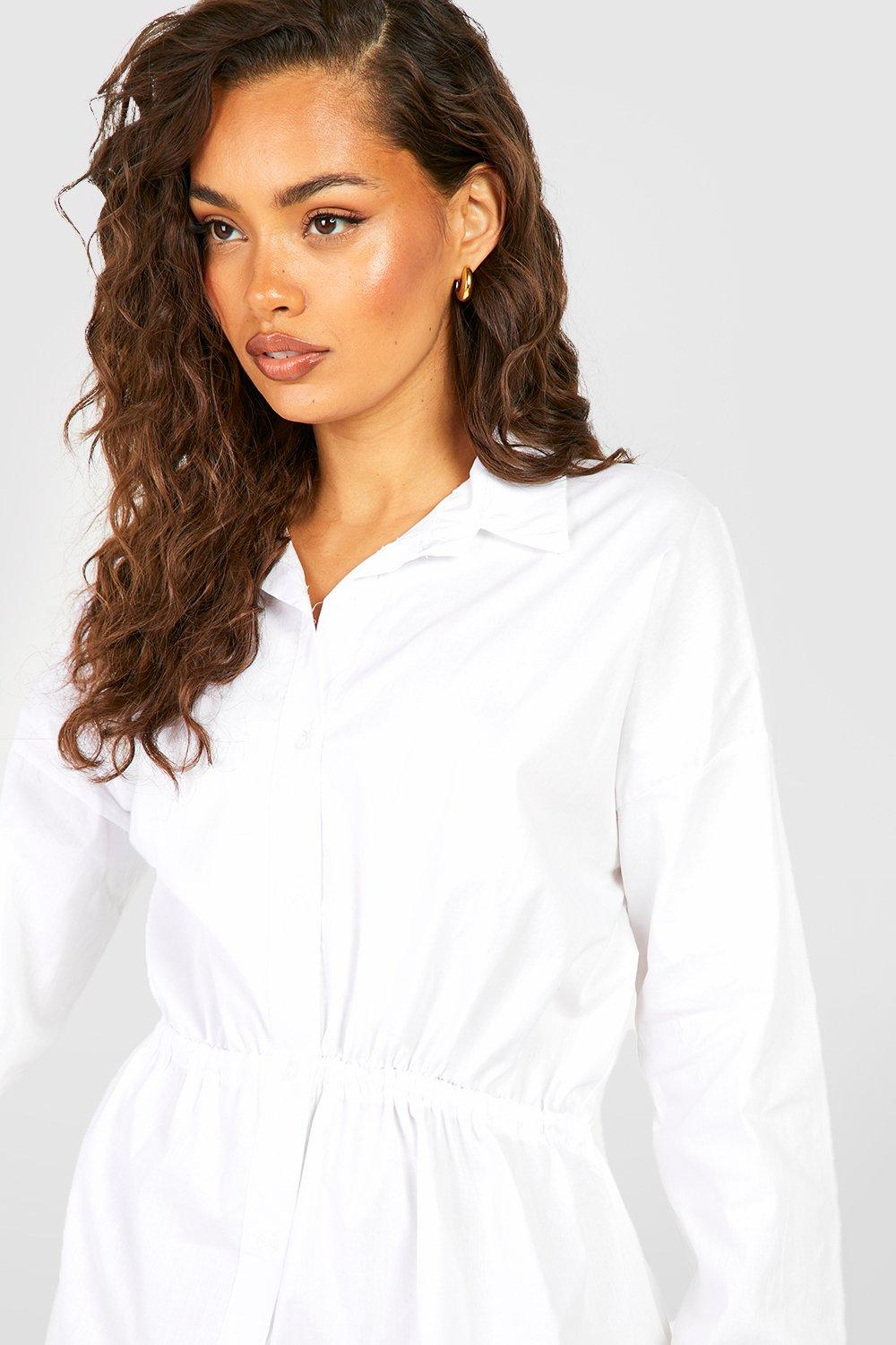 Boohoo white shirt clearance dress