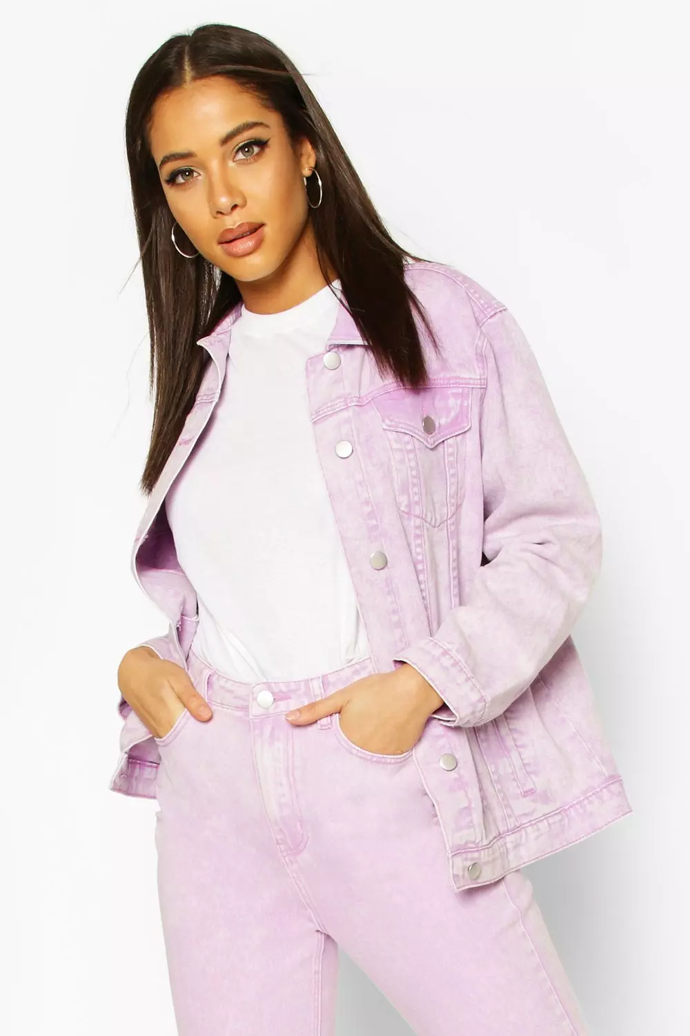 Lilac oversized hotsell denim jacket