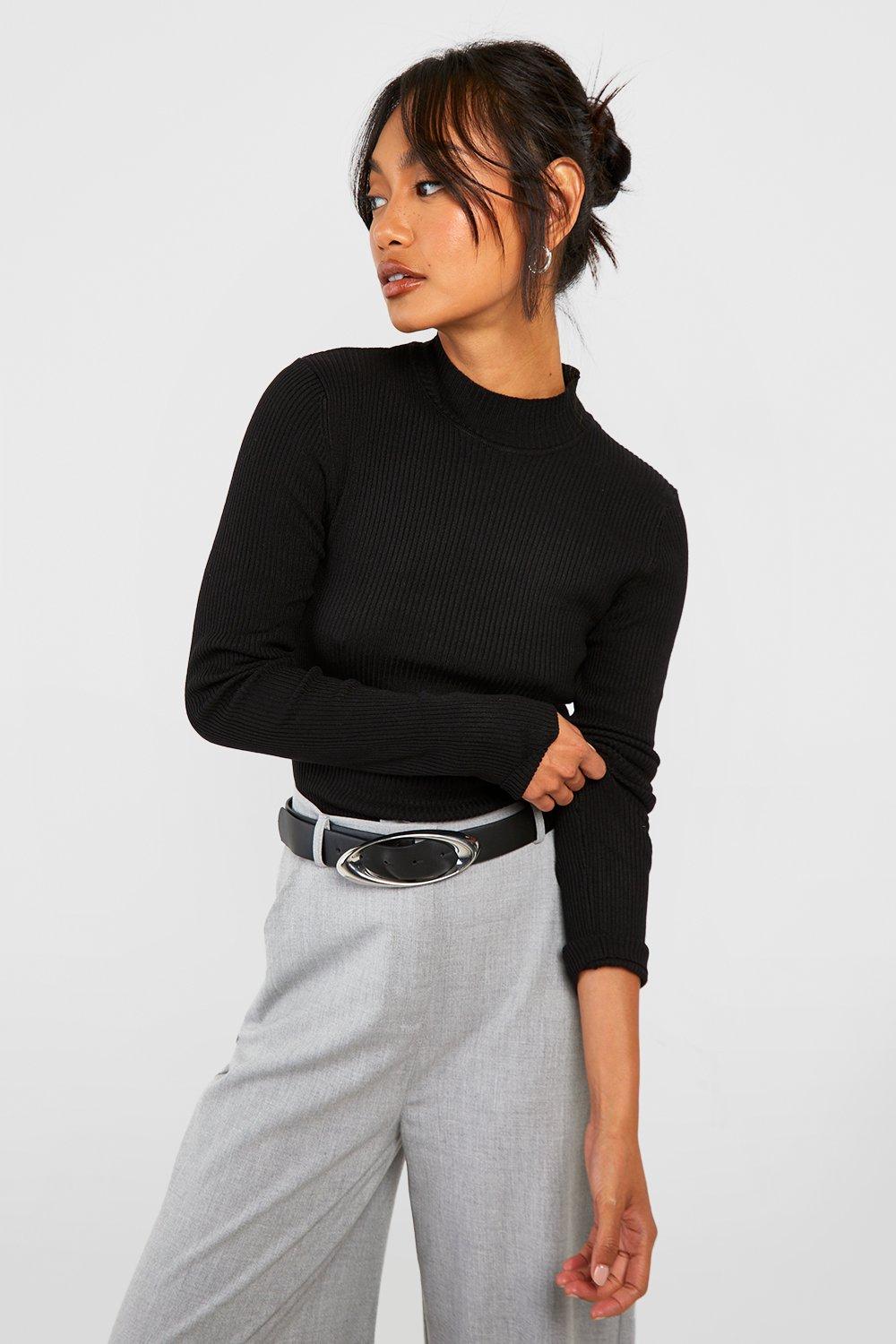 Fitted black ribbed outlet turtleneck