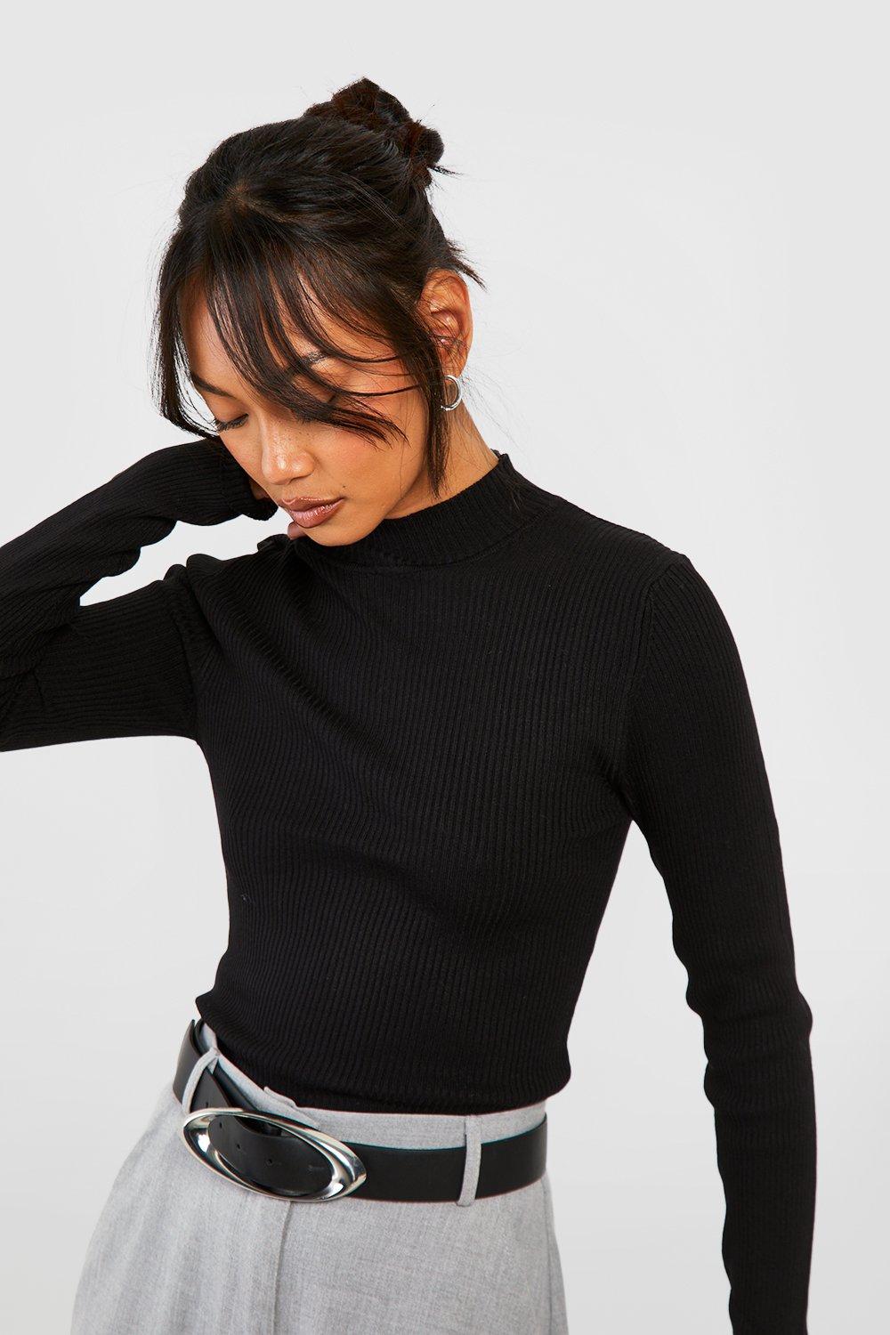 Black knit outlet polo neck