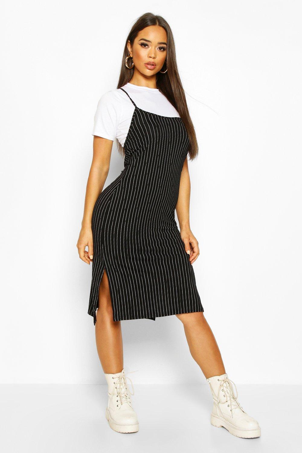 boohoo pinstripe dress