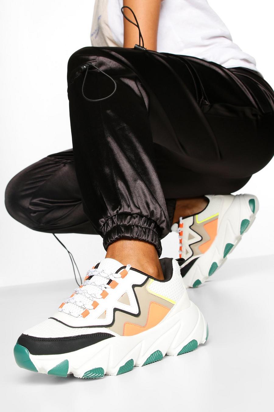 Green Contrast Sole Chunky Sneakers image number 1