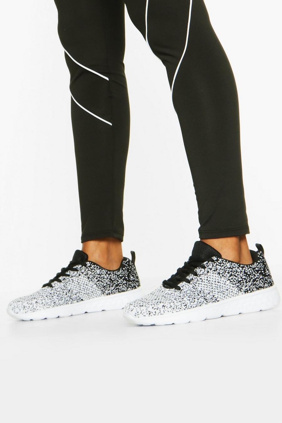 Black Speckle Knitted Running Sneakers image number 1