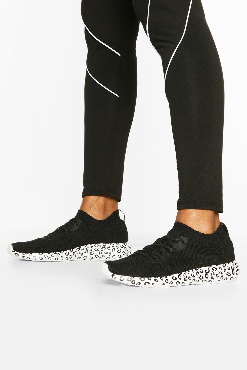 leopard print black trainers