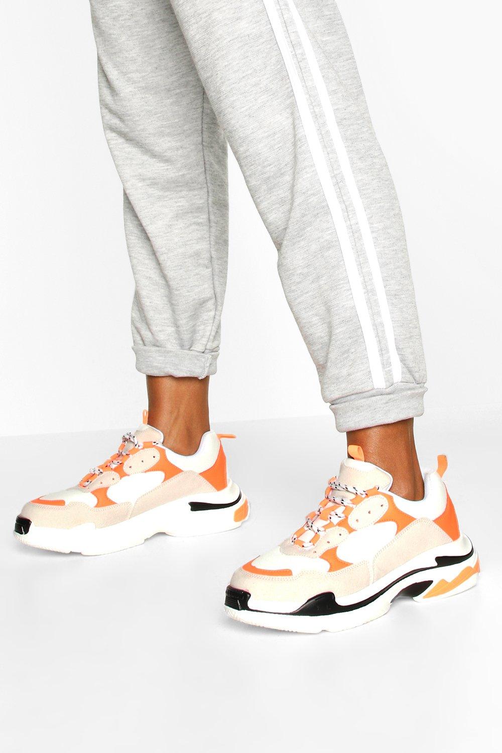 orange chunky sneakers