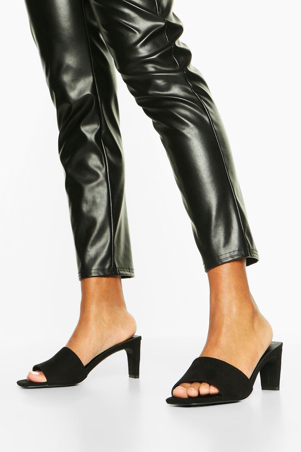 black low heel mules