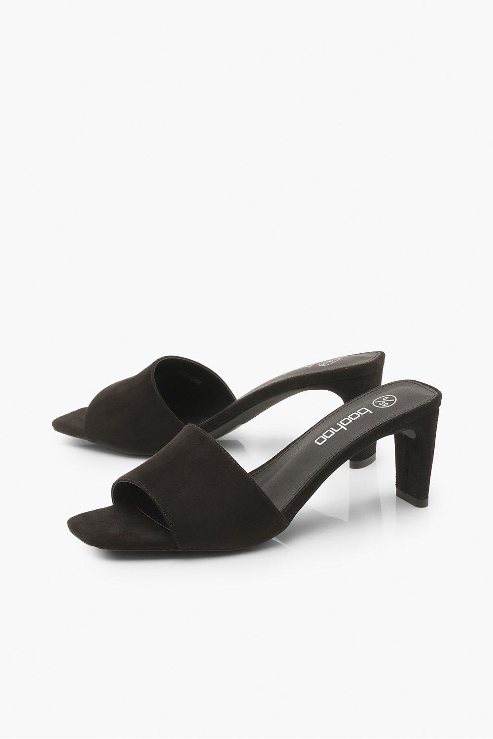 Wide Fit Square Toe Low Heel Mules | boohoo