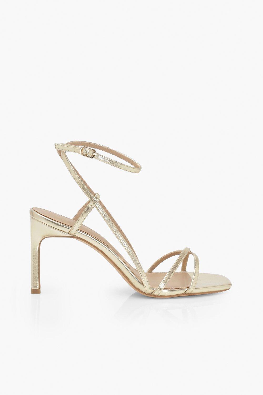 gold strappy heels wide width