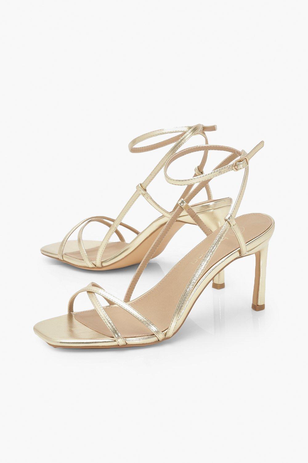 gold strappy heels wide width