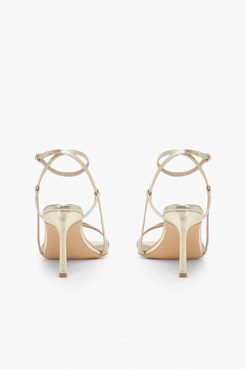 gold strappy heels wide width