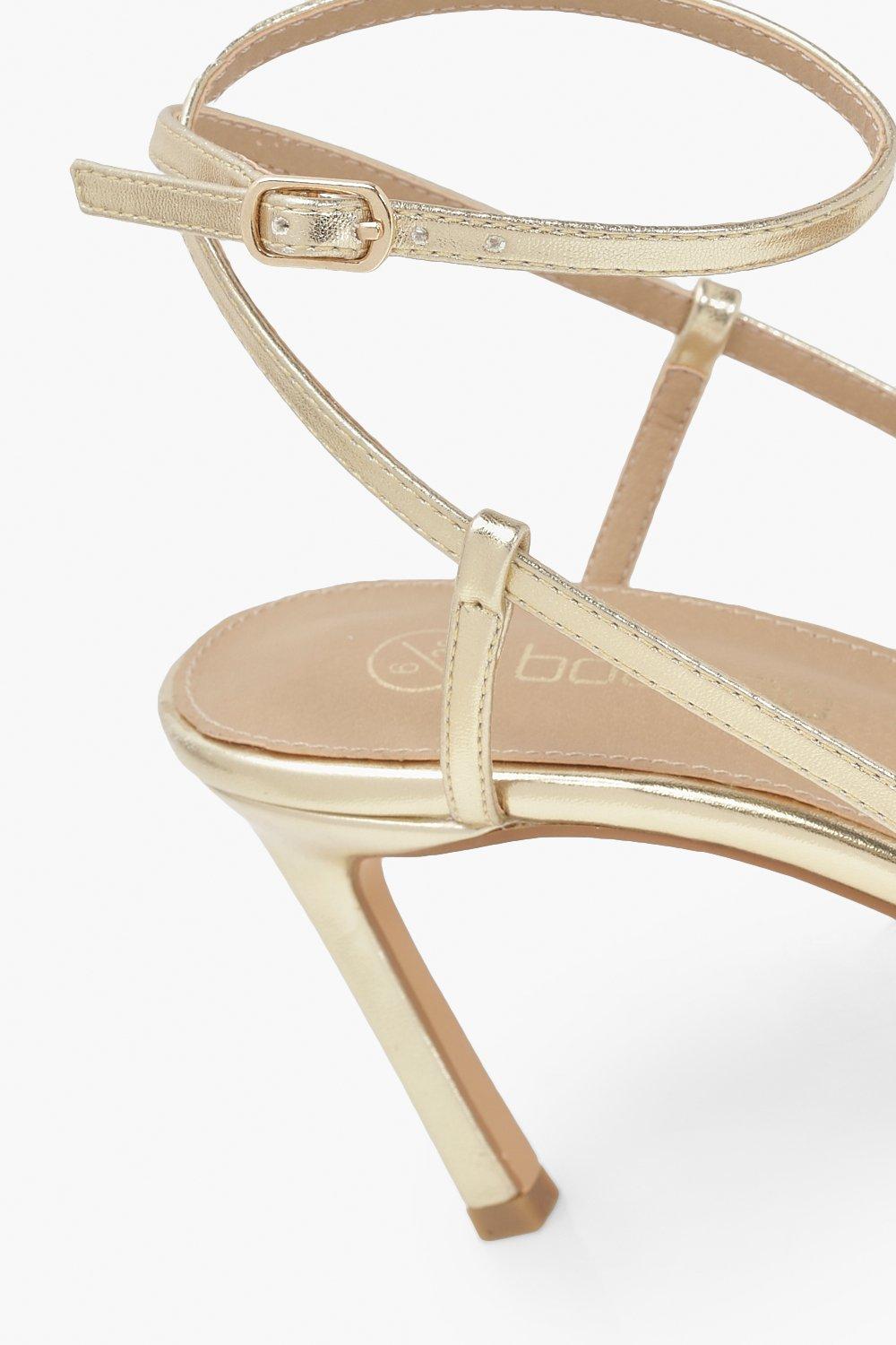 gold strappy heels wide width