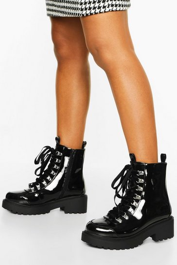 Wide Fit Chunky Hiker Boots | Boohoo UK