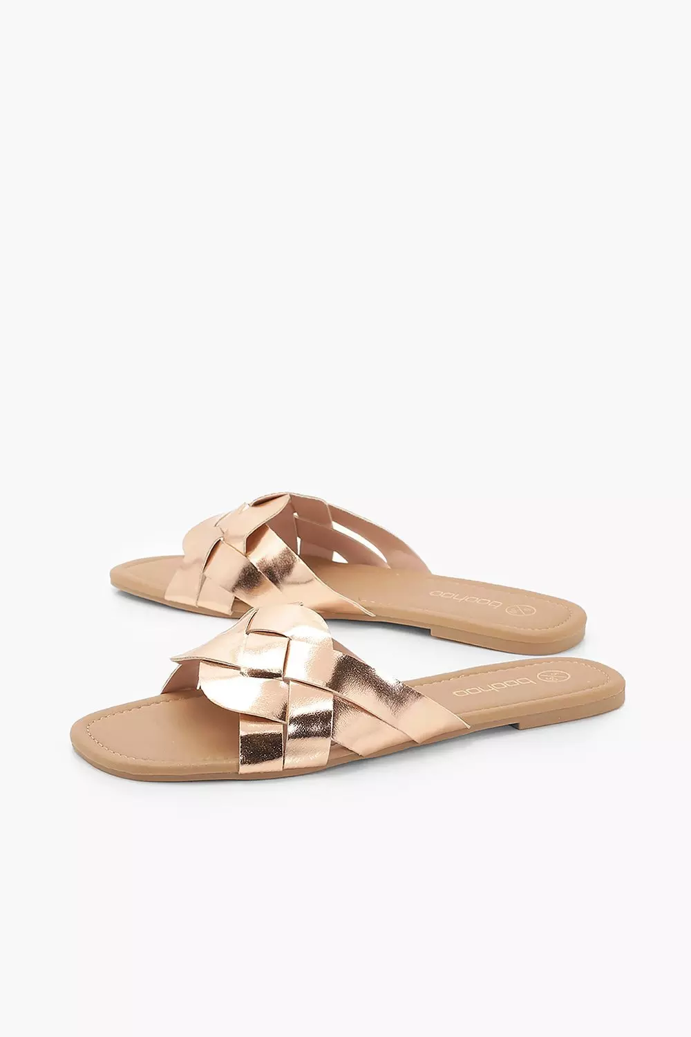 Metallic Plait Strap Square Toe Sliders alternative image