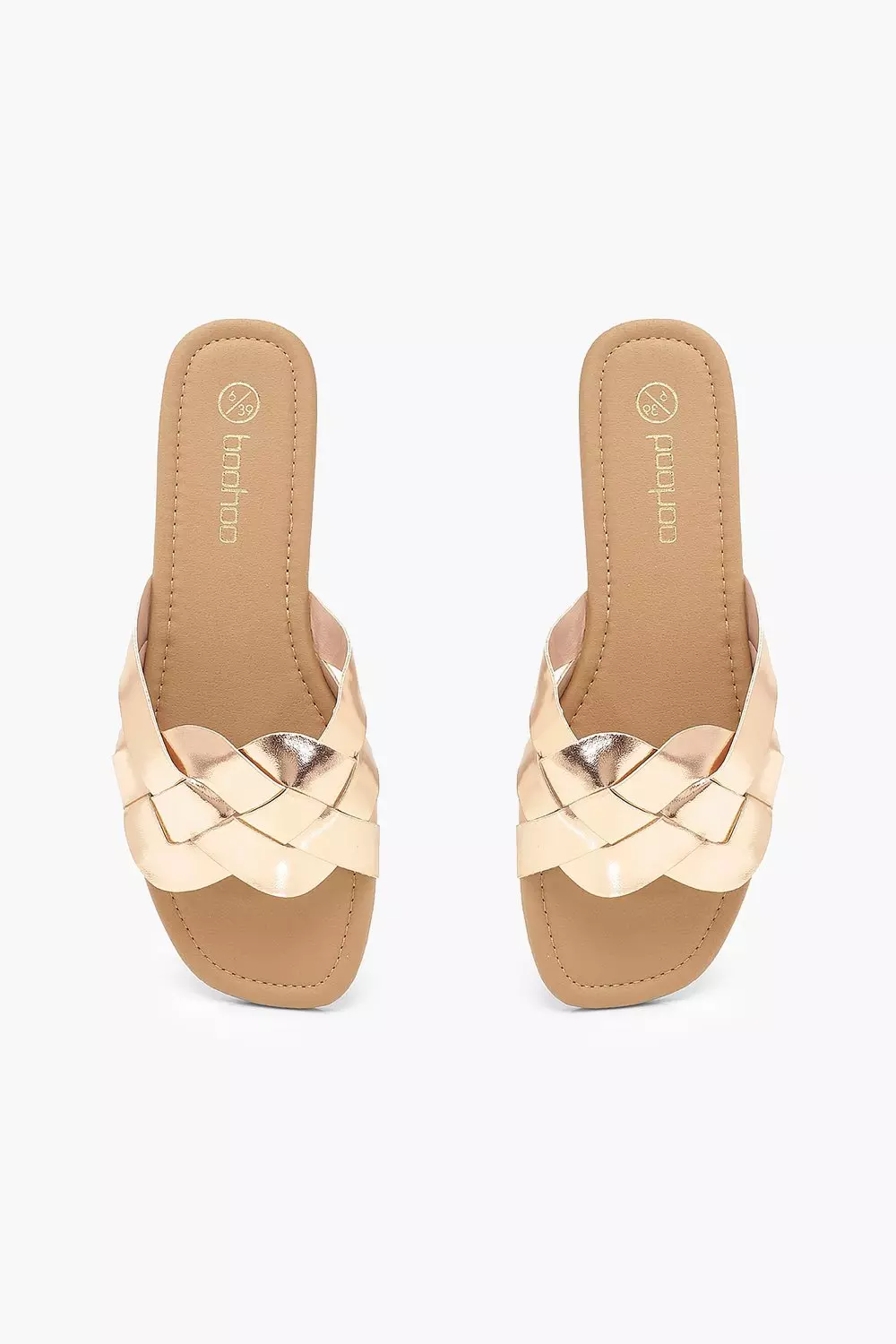 Metallic Plait Strap Square Toe Sliders alternative image