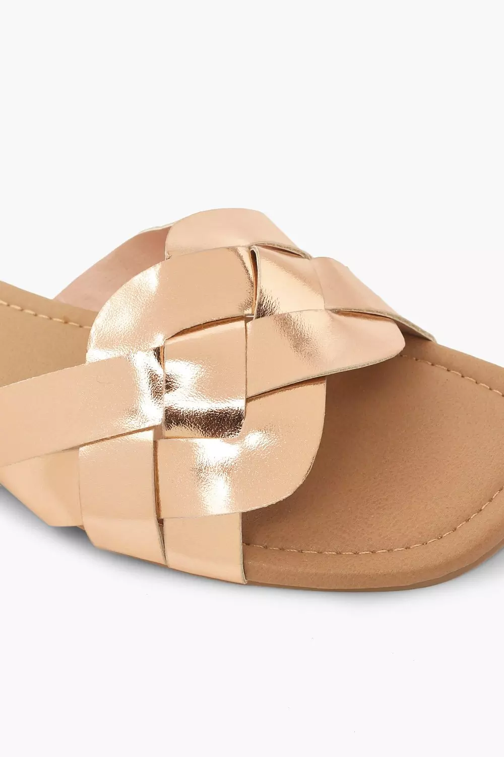 Metallic Plait Strap Square Toe Sliders alternative image
