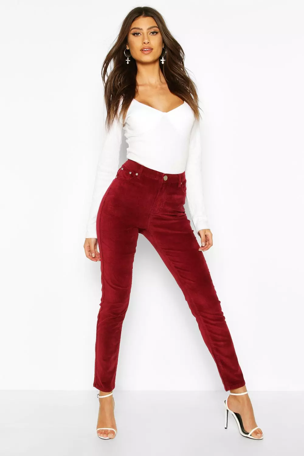 High rise velvet skinny hot sale jeans