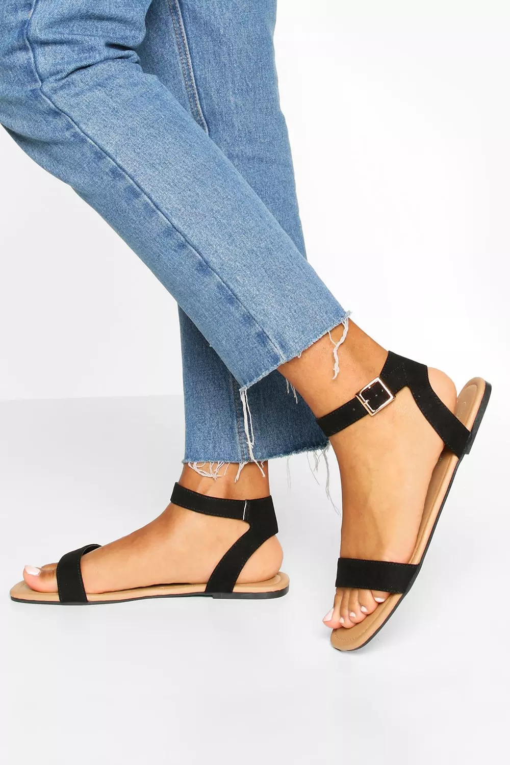 Black Square Toe 2 Parts Basic Sandals alternative image