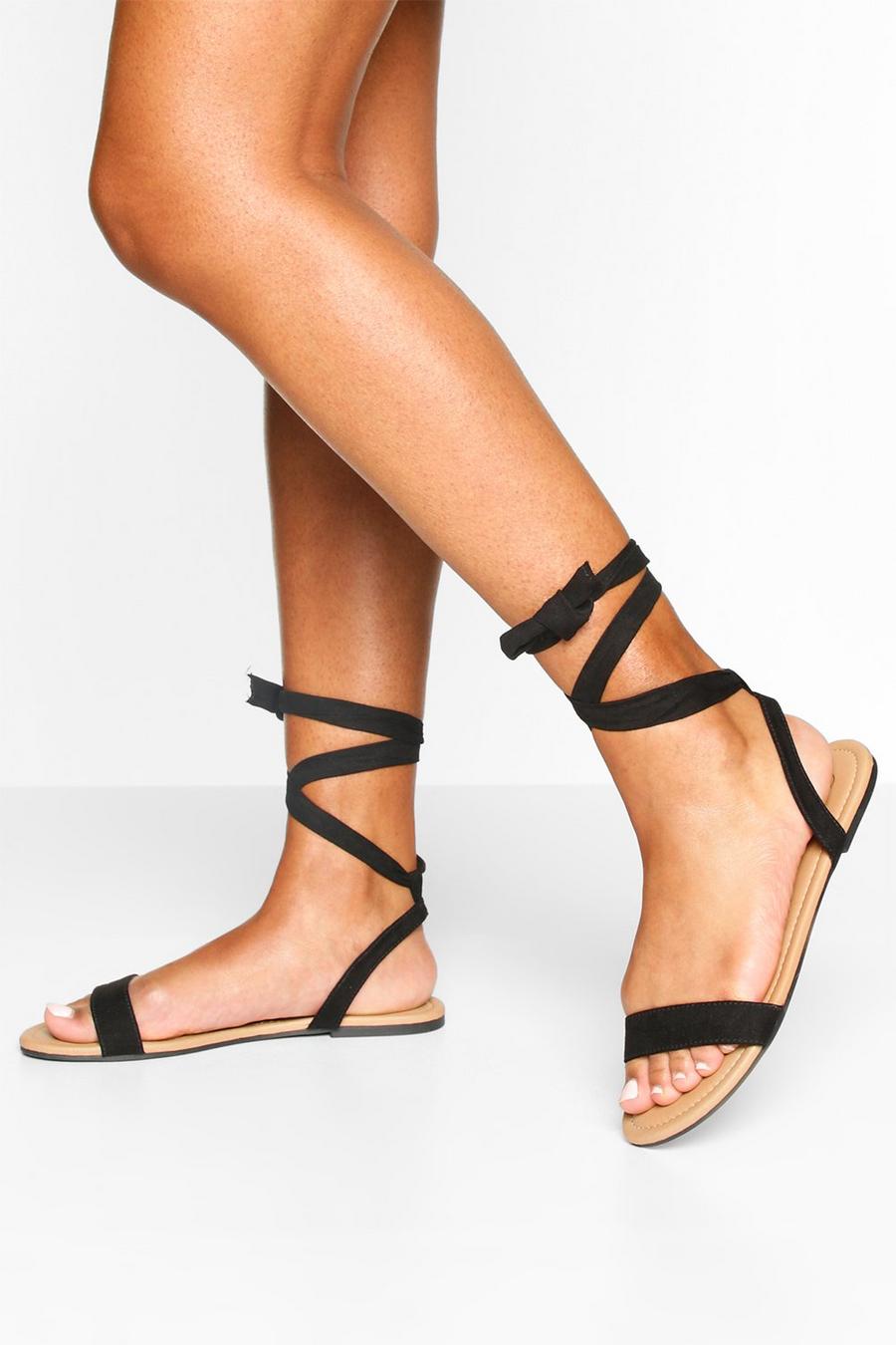 Black New Look wide fit leather strap sandals in rose gold