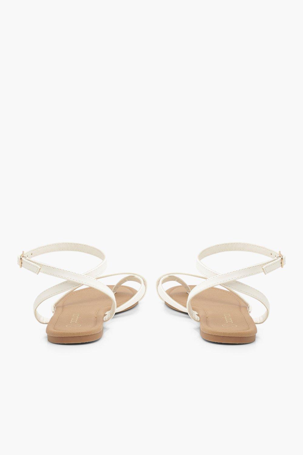 White discount strappy flats