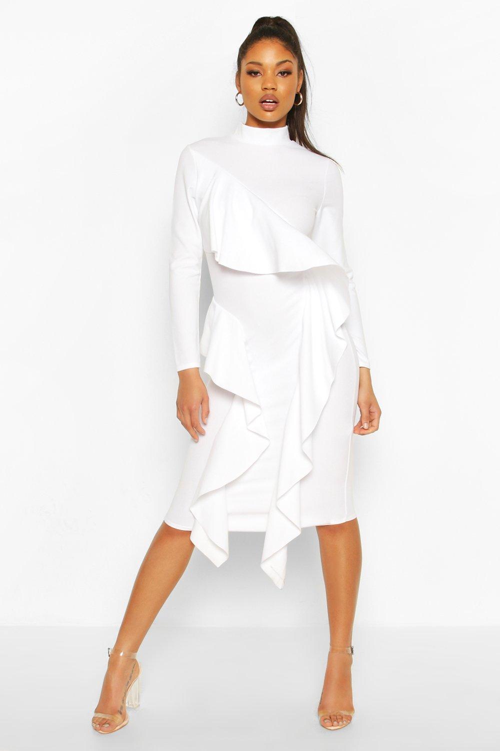 boohoo high neck midi dress