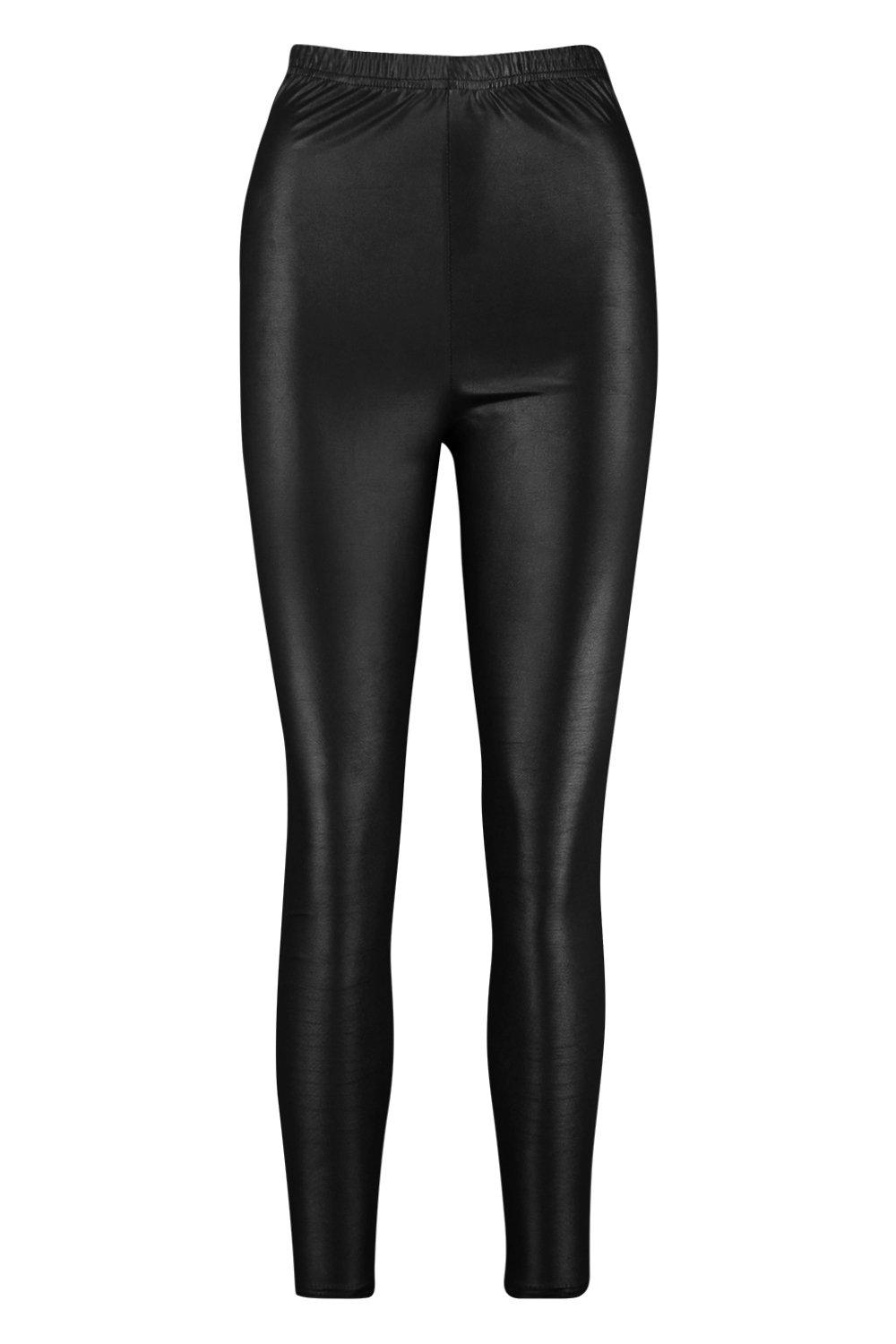 Boohoo High Waisted Wet Look Leggings - Black