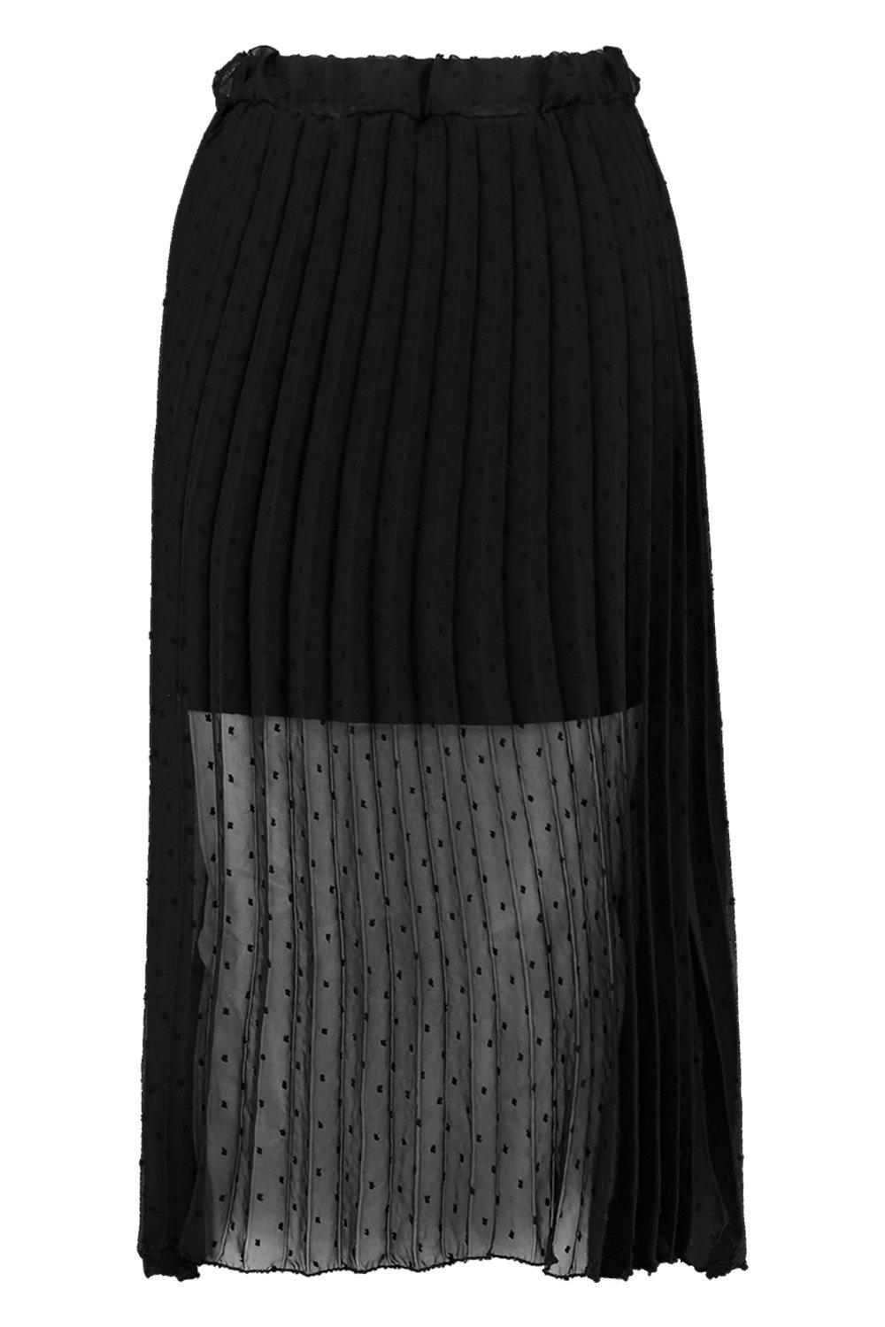 Dobby Mesh Pleated Midi Skirt boohoo FI