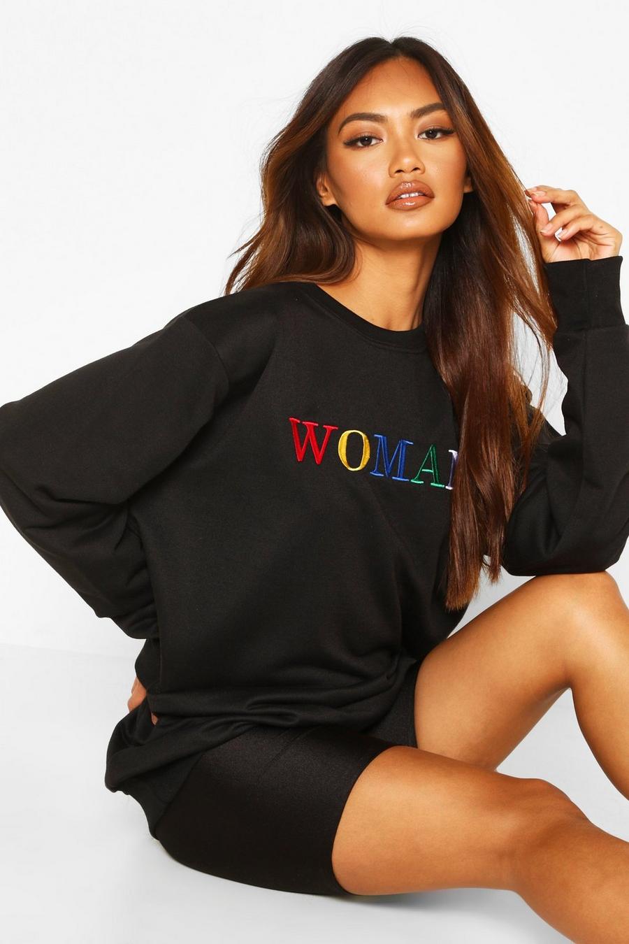 Woman Rainbow Embroidered Oversized Sweat image number 1