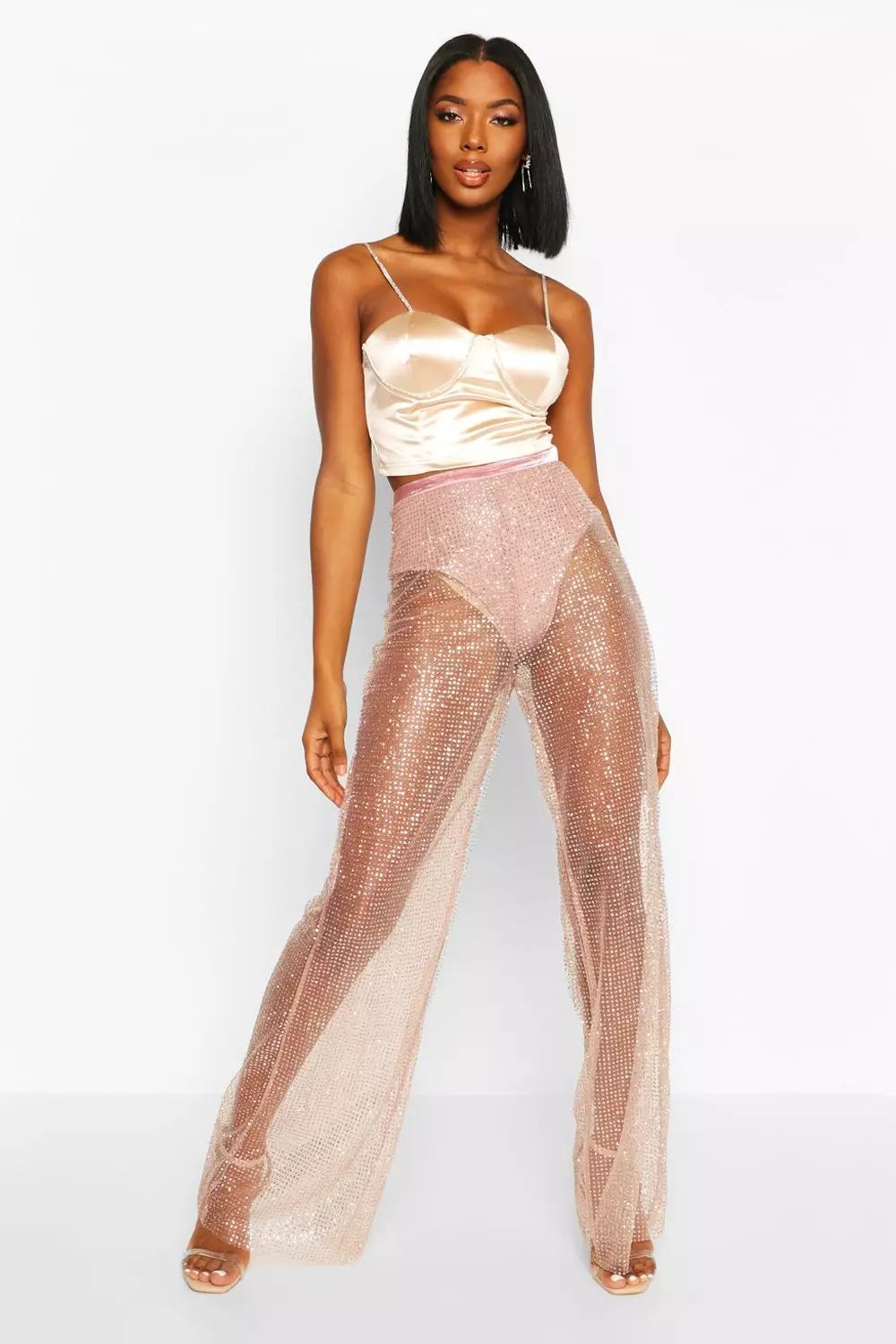 Nude Glitter Mesh Trouser alternative image