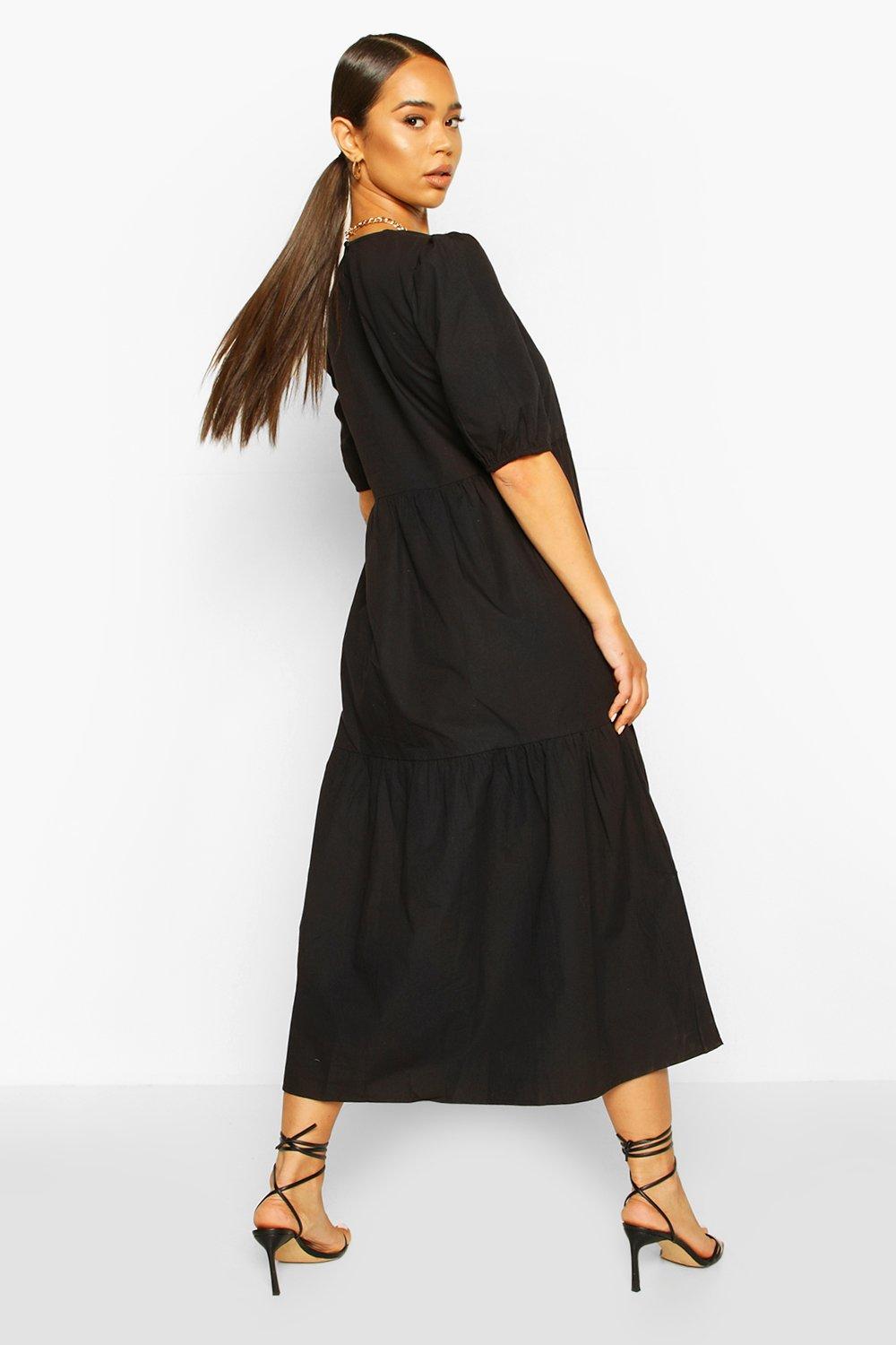 tiered cotton midi dress