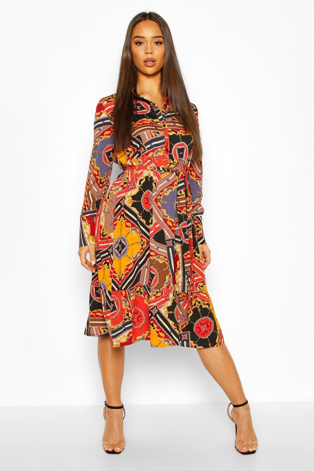 Chain Print Midi Shirt Dress – MLH Online