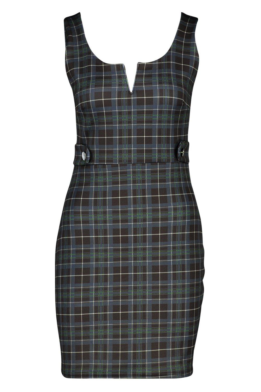 bottle green pinafore dress