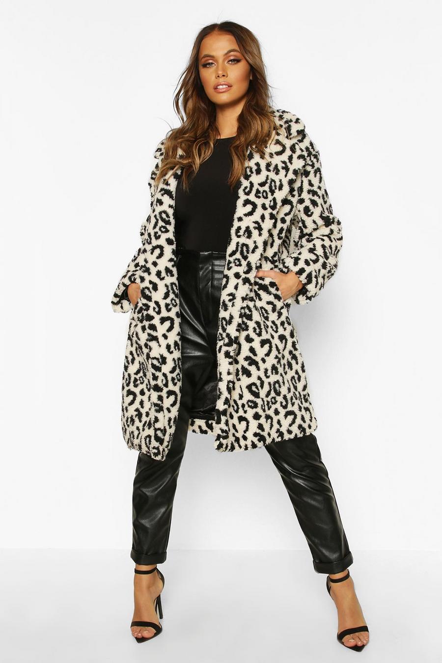 Leopard Printed Teddy Faux Fur Coat image number 1