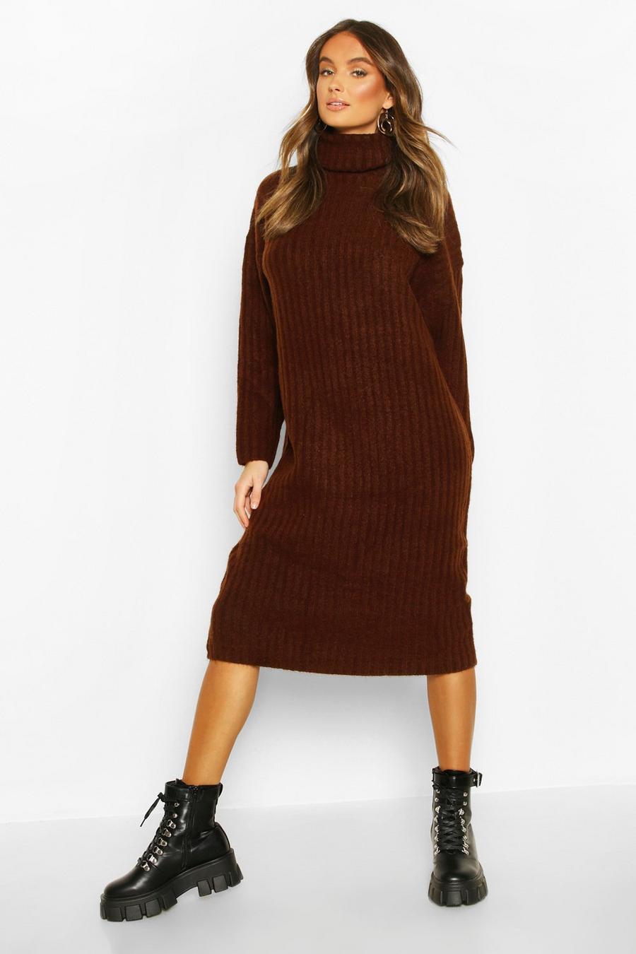 Roll Neck Rib Knitted Dress image number 1