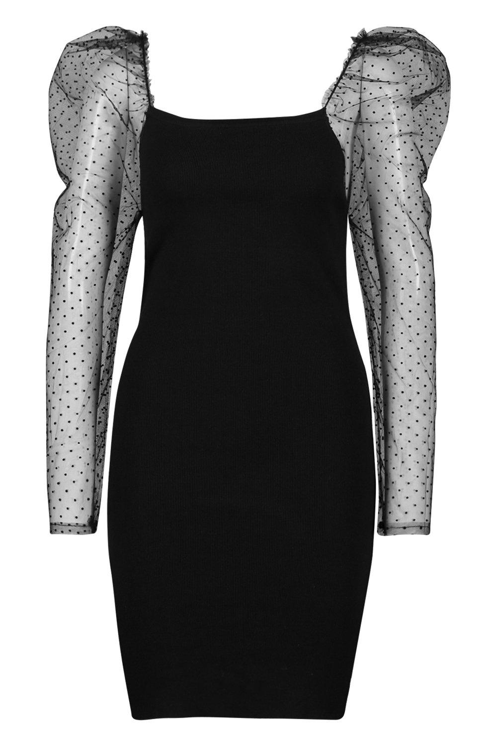 mesh sleeve jumper dress