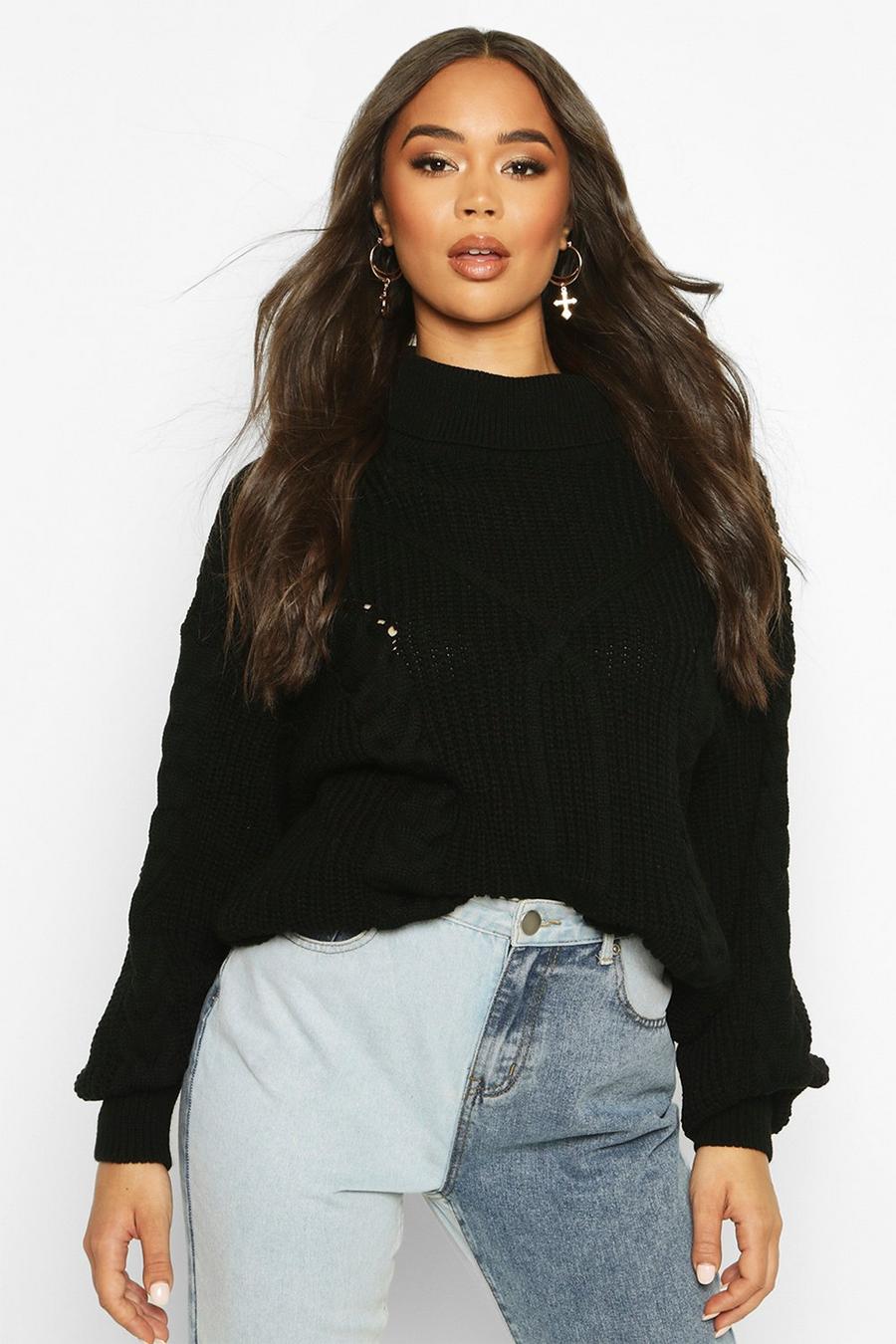 Roll Neck Cable Knit Oversized Jumper image number 1