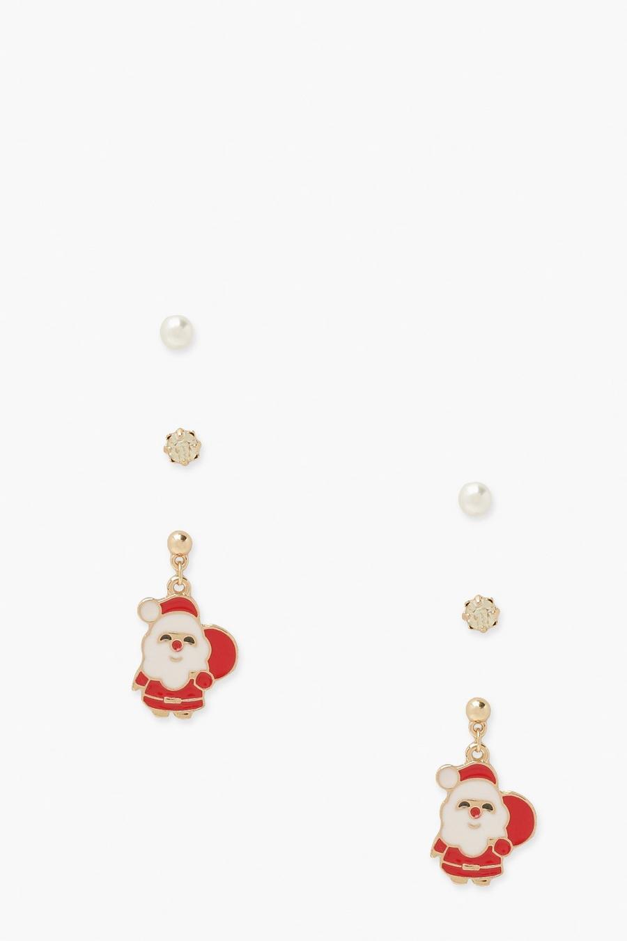 Red 3 Pack Christmas Novelty Earrings image number 1